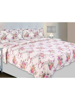 Haus & Kinder - Greek Garden Romance -Ggr 144 Tc Cotton King Printed Bedsheet - Pink & Orange