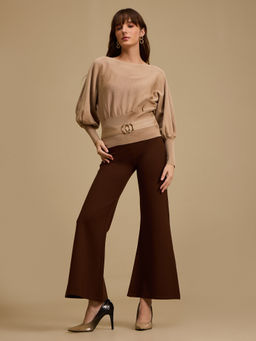 Kazo - Batwing Sleeve Winter Top with Buckle