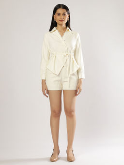 PEACH & PANDA - Off-white Asymmetric Shirt