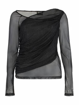 Versace Jeans Couture - Black Round Neck Draped Top (XS)