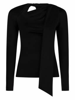 Victoria Beckham - Black Asymmetric Scarf Detail Top