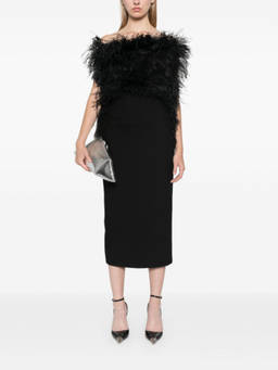 Sportmax - Black Feathered Midi Dress