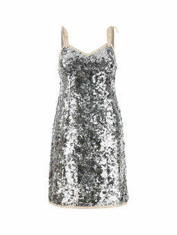 PRADA - Silver Embroidered Sequin Dress