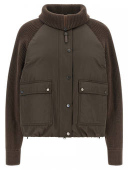 Brunello Cucinelli - Brown Solid Mock Collar Jacket