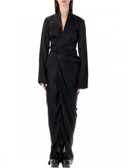 Rick Owens - Black V-Neck Wrap Maxi Dress (M)