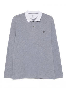 Brunello Cucinelli - Grey Full Sleeves Polo T-Shirt