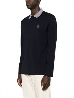 Brunello Cucinelli - Navy Blue Shirt Collar Polo T-Shirt