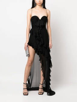 Alessandra Rich - Black Ruffles Detail Evening Dress (S)