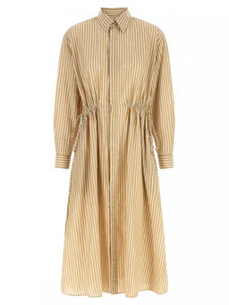 POLO RALPH LAUREN - Light Brown Stripes Shirt Dress