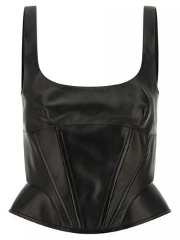 Ermanno Scervino - Black Peplos Leather Top (L)