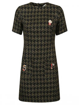 5Progress - Green Houndstooth Wool Blend Short Dress (XS)