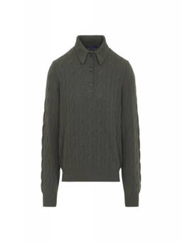 Ralph Lauren Collection - Green Knitted Shirt Collar Sweater