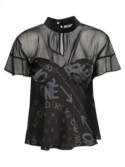 Sacai - Black Graffiti Print Top