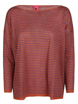 Alessandro Aste - Orange Boat Neck Striped Linen Sweater