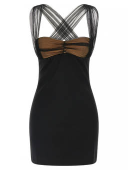 Nensi Dojaka - Black Draped Padded Cup Mini Dress (S)