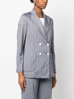 Circolo 1901 - Grey Striped Double-Breasted Blazer (2XL)