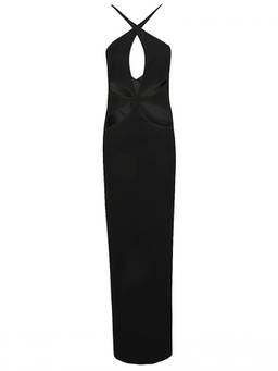 MONOT - Black Cut-Out Detail Silk Crepe Dress