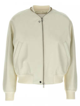 Jil Sander - White Leather Bomber Jacket (S)