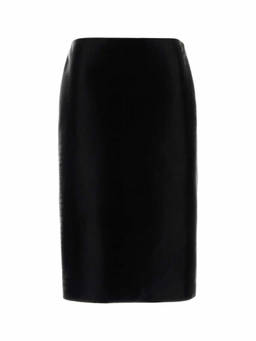 Gucci - Black Leather Midi Skirt