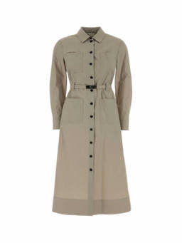 TORY BURCH - Cappuccino Stretch Poplin Shirt Dress