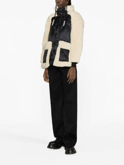 Sacai - Beige Black Faux Shearling Jacket
