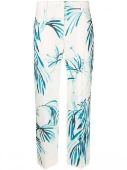 F.R.S For Restless Sleepers - White Wide-Leg Printed Trousers (26)