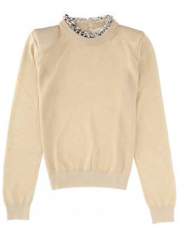 Circus Hotel - White Solid Crew Neck Sweater