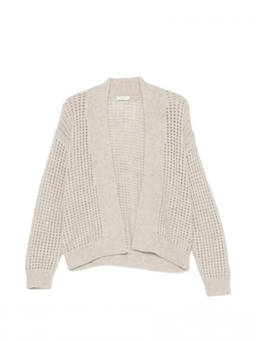 Peserico - Beige Knitted Shawl Neck Sweater
