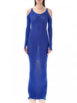 OFF-WHITE - Blue Hole Net Long Dress (M)