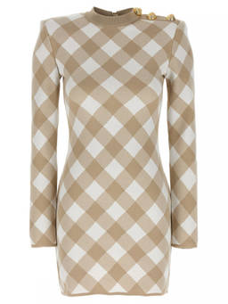 BALMAIN - Beige Vichy Dress (L)