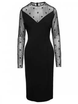Givenchy - Black Long Sleeve 4G Tulle Dress (M)