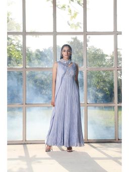 ISHA GUPTA TAYAL - Blue Periwinkle Gown with Drape Cape