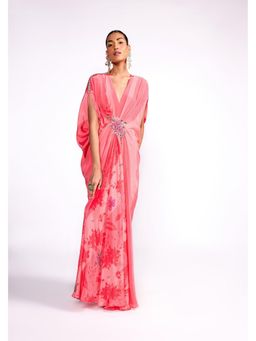 ISHA GUPTA TAYAL - Pink Embroidered Drape Kaftan