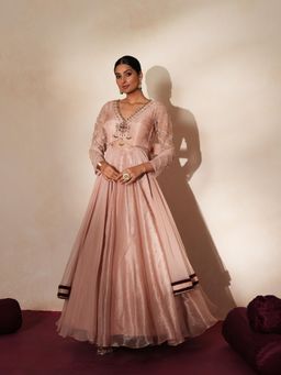 ISHA GUPTA TAYAL - Pink Chandrika Anarkali Gown and Dupatta Set