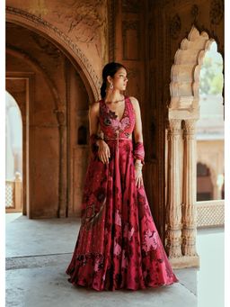 ISHA GUPTA TAYAL - Pink Ziba Embroidered Gown