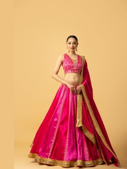 Quench A Thirst - Pink Ombre Modal Satin Lehenga