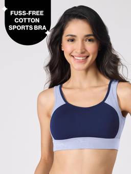 Nykd by Nykaa - Mid Impact Everyday Cotton Racerback Sports Bra with Removable Cups NYK904 Navy