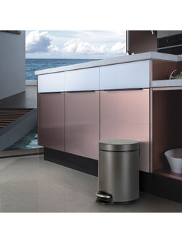 Freelance - Effie Steel Wastebin, Waste Storage Box, Dustbin, Trash Can, Titanium Grey,5 Ltr