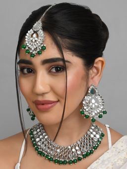 Fida - Wedding Ethnic Indian Green Pearl Kundan Jewellery Set for Women