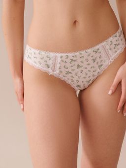 La Vie En Rose - Cotton And Lace Detail Bikini Panty White