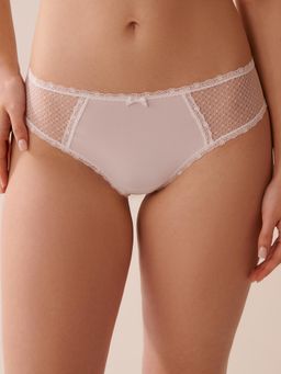 La Vie En Rose - Lace Detail And Microfiber Cheeky Panty White
