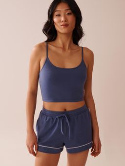 La Vie En Rose - Cotton Crop Cami Blue
