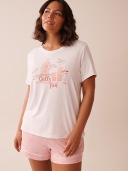 La Vie En Rose - Seagull Print Super Soft T-Shirt White