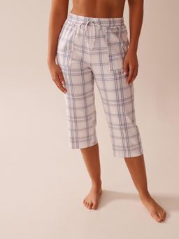 La Vie En Rose - White Plaid Cotton Capris