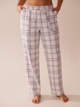 La Vie En Rose - White Plaid Cotton Pyjama Pants