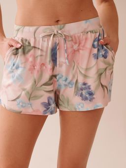 La Vie En Rose - Watercolour Flower Print Super Soft Shorts Pink
