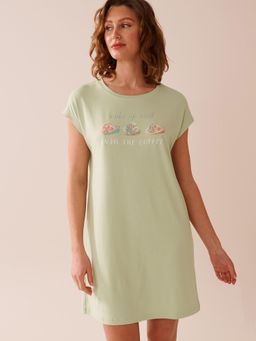 La Vie En Rose - Snail Print Super Soft Sleepshirt Green