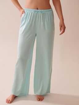 La Vie En Rose - Wide Leg Satin Pants Pyjamas Blue