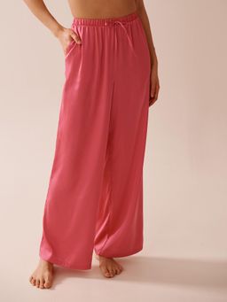 La Vie En Rose - Wide Leg Satin Pants Pyjamas Pink