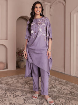 House of Tushaom - Lavender Cotton Twill Kurta with Pant
